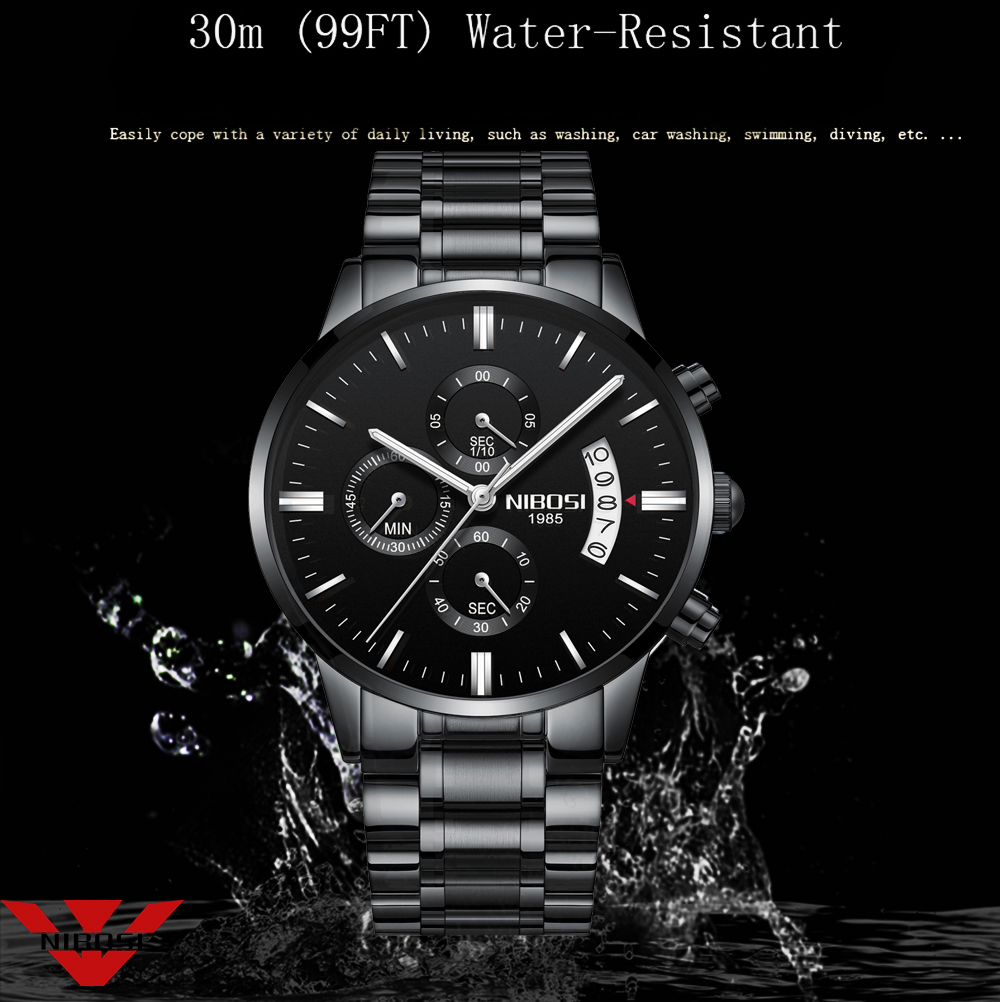 Nibosi Roestvrij Staal Black Q - Luxury Watch Top 10 recensie en prijs