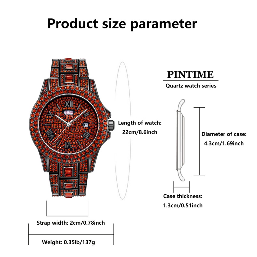 Luxe Hip Hop RVS Rood Kleurig  - Luxury Watch Iceberg recensie en prijs